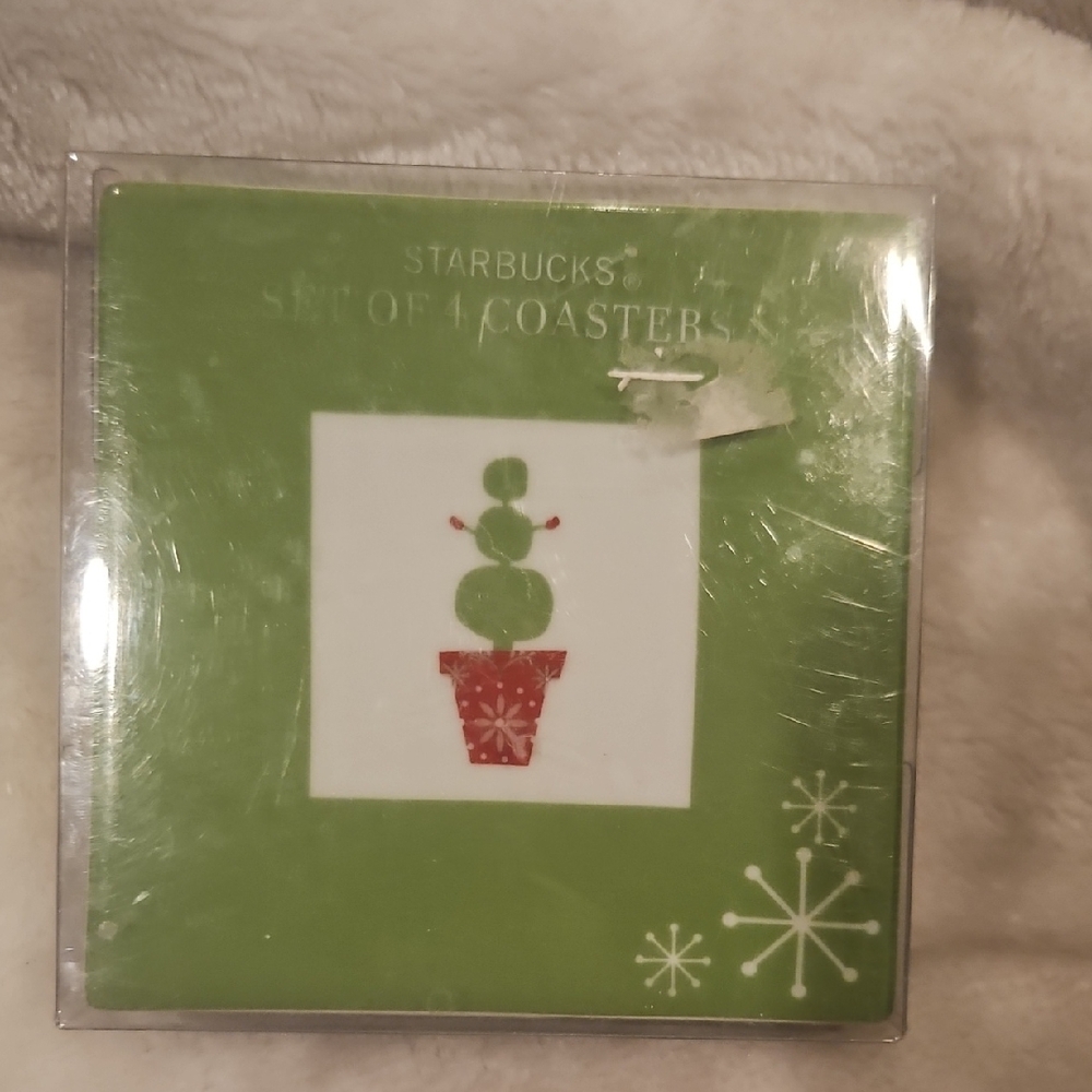 Starbucks Green and Red Holiday Coasters Set